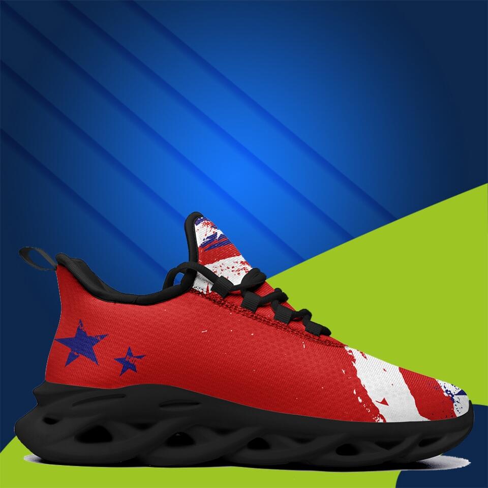 Custom Patriotic Max Soul Sneakers | American Flag-Themed Running Shoes | Personalized Gift for Teams, Staff, Events