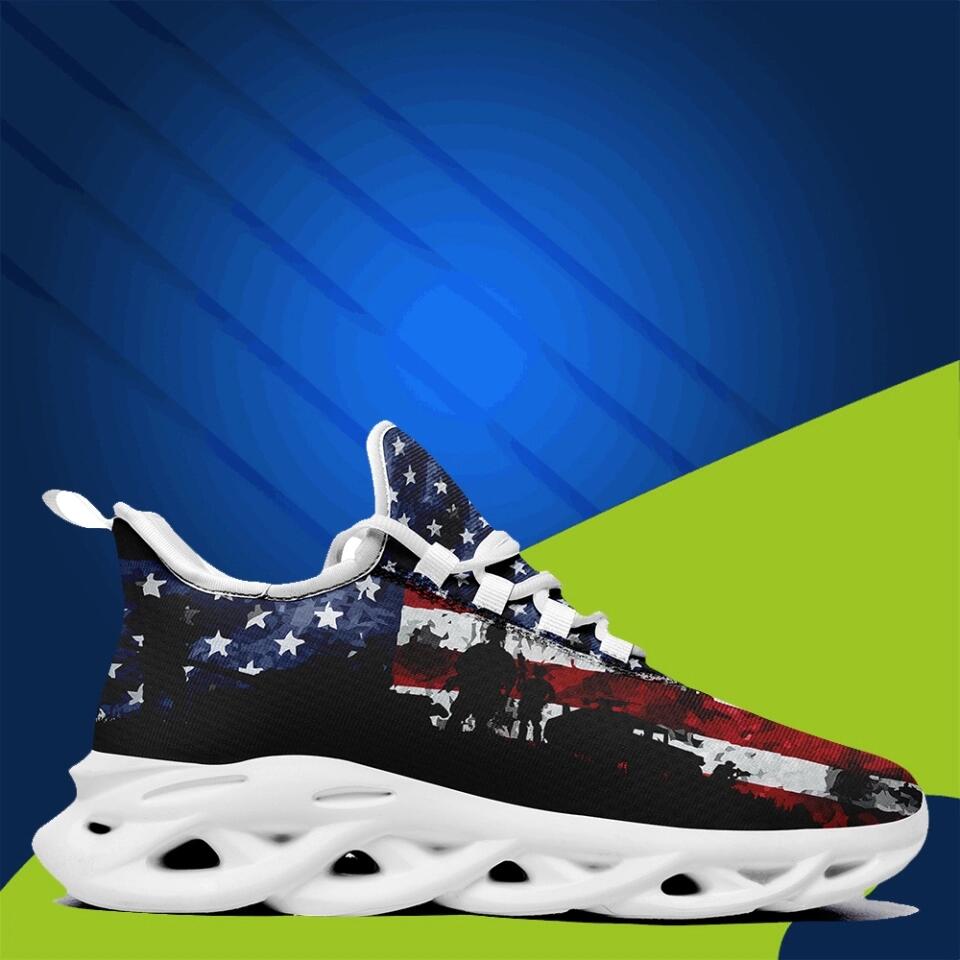 Custom US Patriotic Sneakers | USA Flag Running Shoes with Personalized Branding | Company Events, Holiday Gifting, Veterans Honor