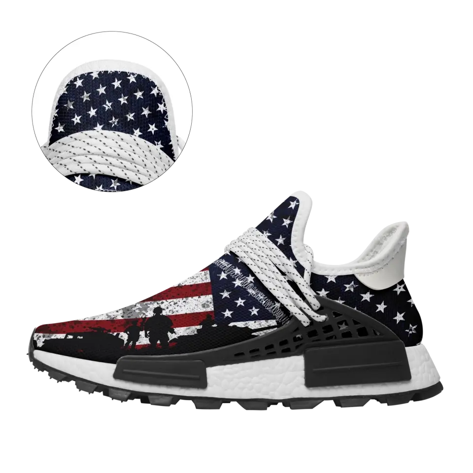 Custom Patriotic Running Shoes with USA Flag Design | Personalized Comfort Sneakers for Men & Women