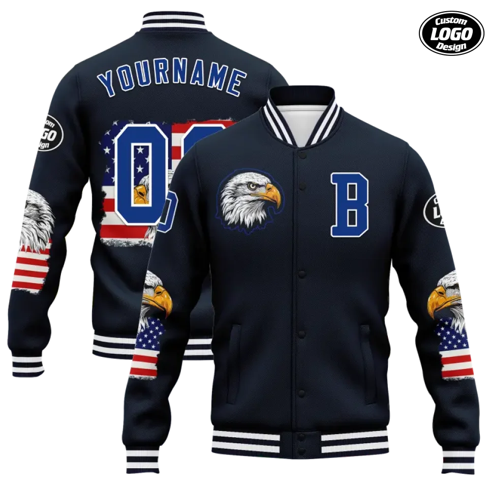 Personalized Patriotic Jackets, Custom USA Pride Eagle Jacket, Freedom Wings Jacket