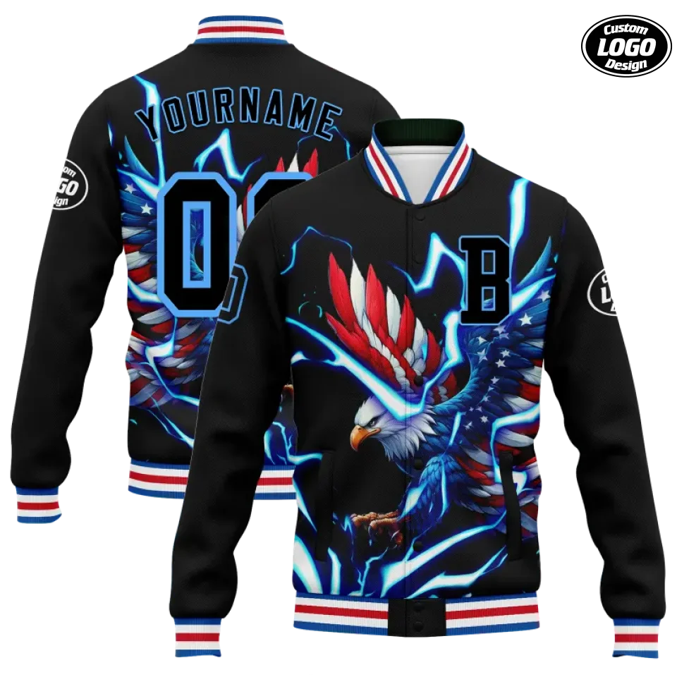 Personalized Patriotic Jackets, Custom USA Pride Eagle Jacket, Freedom Wings Jacket