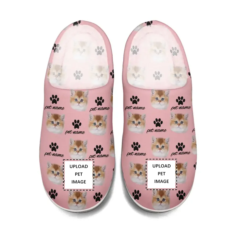 Personalised Slippers With Pet Portrait from Photo Custom Pet Slippers Fluffy Slippers Gift for Pet Owner Pet Portrait Gift for CatLovers