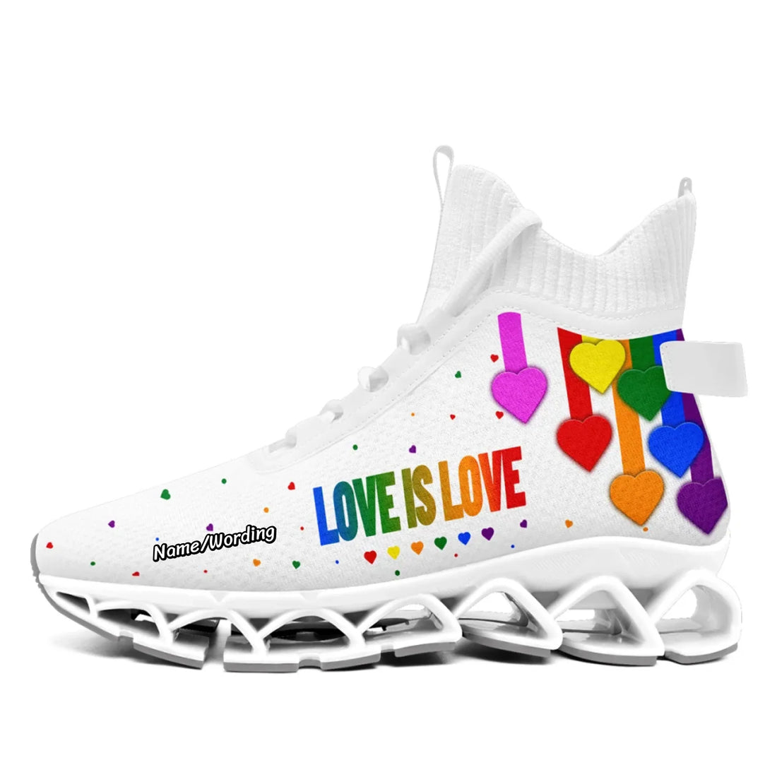 Custom Pride Running Shoes – Love Is Love Rainbow Design with Personalized Name
