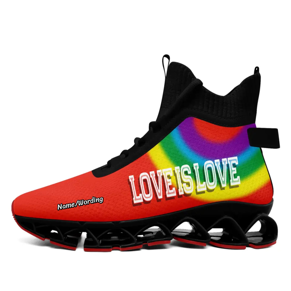Custom Pride MaxSoul Sneakers | Personalized "Love Is Love" Rainbow Shoes | LGBTQ+ Support Gift, Comfortable Everyday Wear
